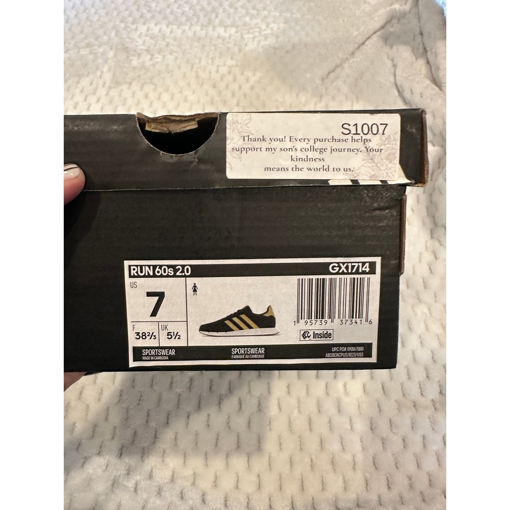 Adidas Run 60s 2.0 Womens Sneakers Black Gold GX1714 Running Shoes Size 7 - Picture 2 of 8